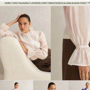 Me + EM Frill Neck Scallop detail top NWT